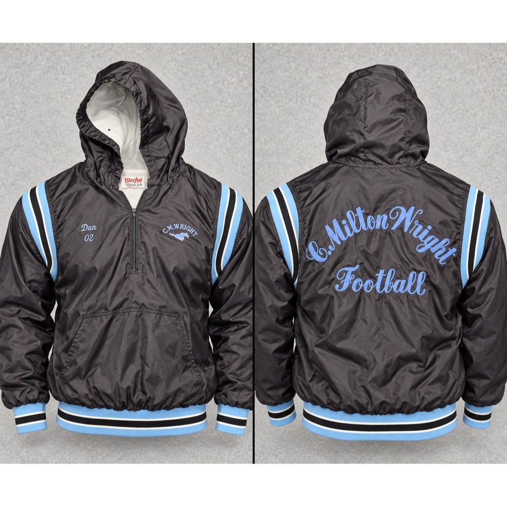 Vintage Birdie Jacket Men L Black Blue High School Football Varsity Coat USA
